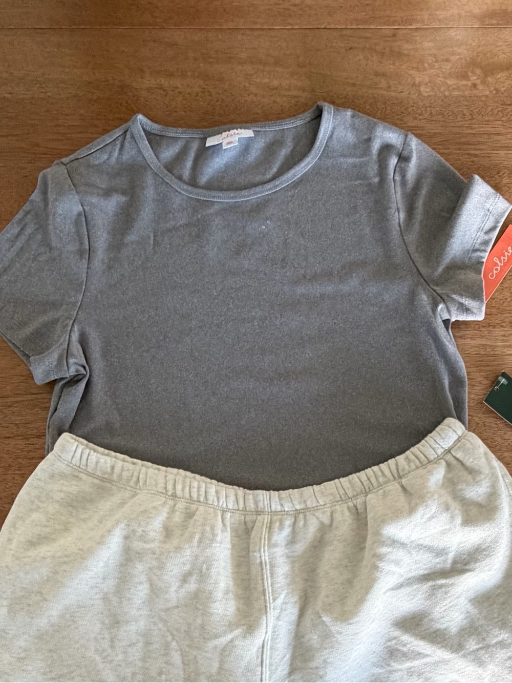 Colise Women’s Boxy Crewneck T-Shirt Heather Gray Short Sleeve Lounge Y2K M NWT